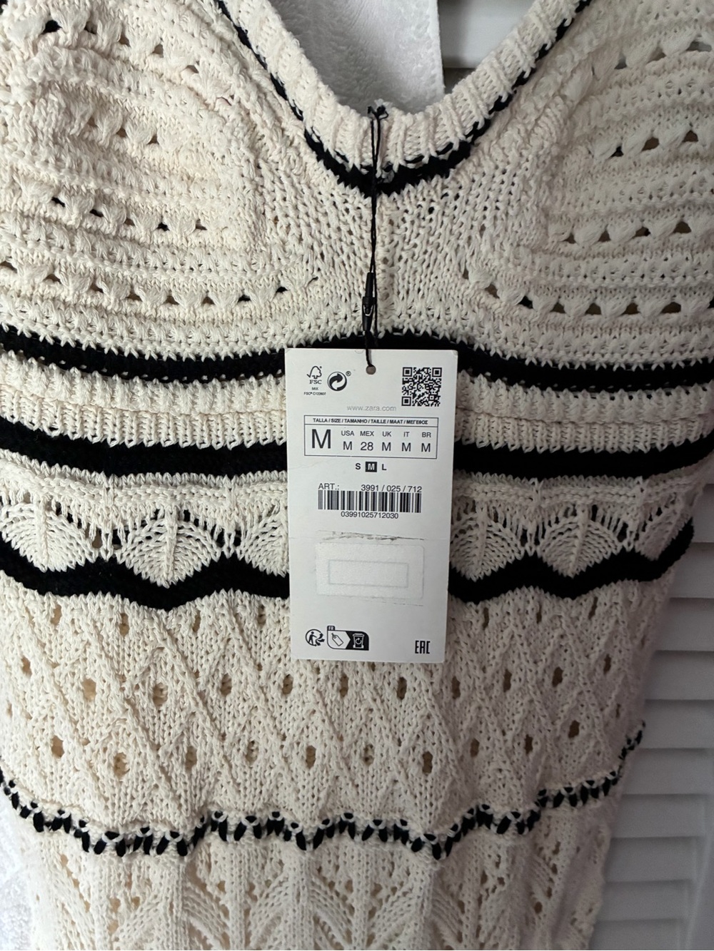 Zara Cream Crochet Knit Maxi Dress - Picture 7 of 9